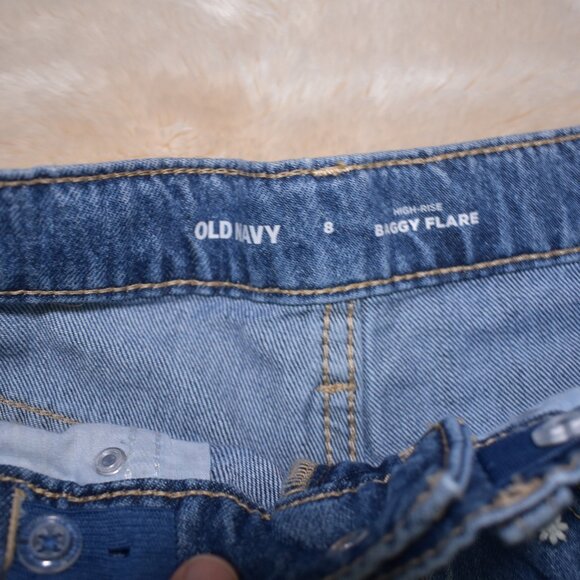 Old Navy Baggy Flare Girls Jeans Size 8 Western Embroidered Denim Wide Leg Loose - Picture 6 of 10